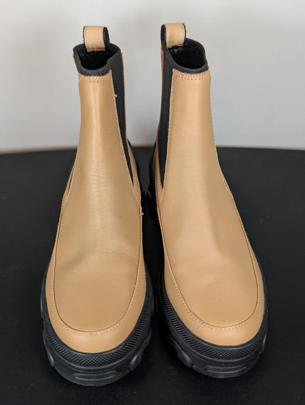 Sorel Brex Waterproof Platform Chelsea Boots Tawny Buff Tan Leather Womens 8